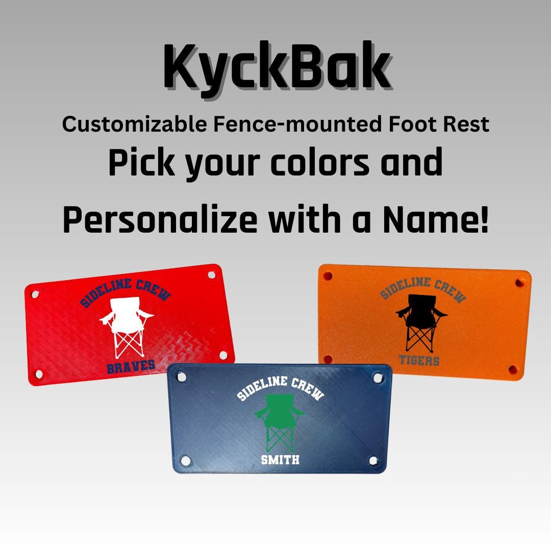 KyckBak - Sideline Crew - Customizable Fence Foot Rest, Softball foot rest, Baseball foot rest, Foot Fence Rest.