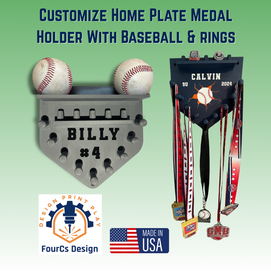 Custom Home Plate Medal & Ring Holder for Baseball