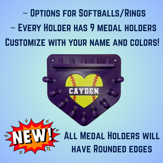 Custom Home Plate Medal & Ring Holder for Softball