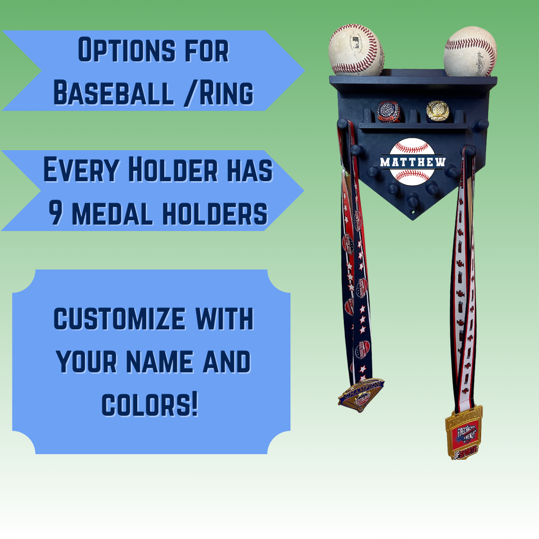 Custom Home Plate Medal & Ring Holder for Baseball