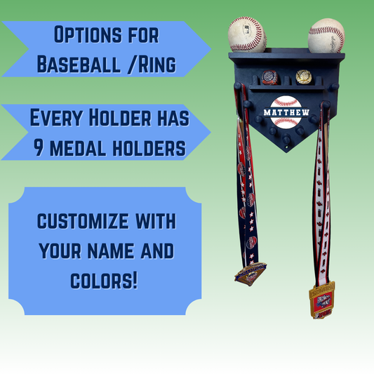 Custom Home Plate Medal & Ring Holder for Baseball