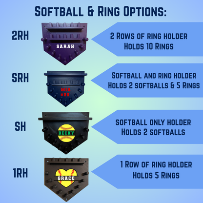 Custom Home Plate Medal & Ring Holder for Softball