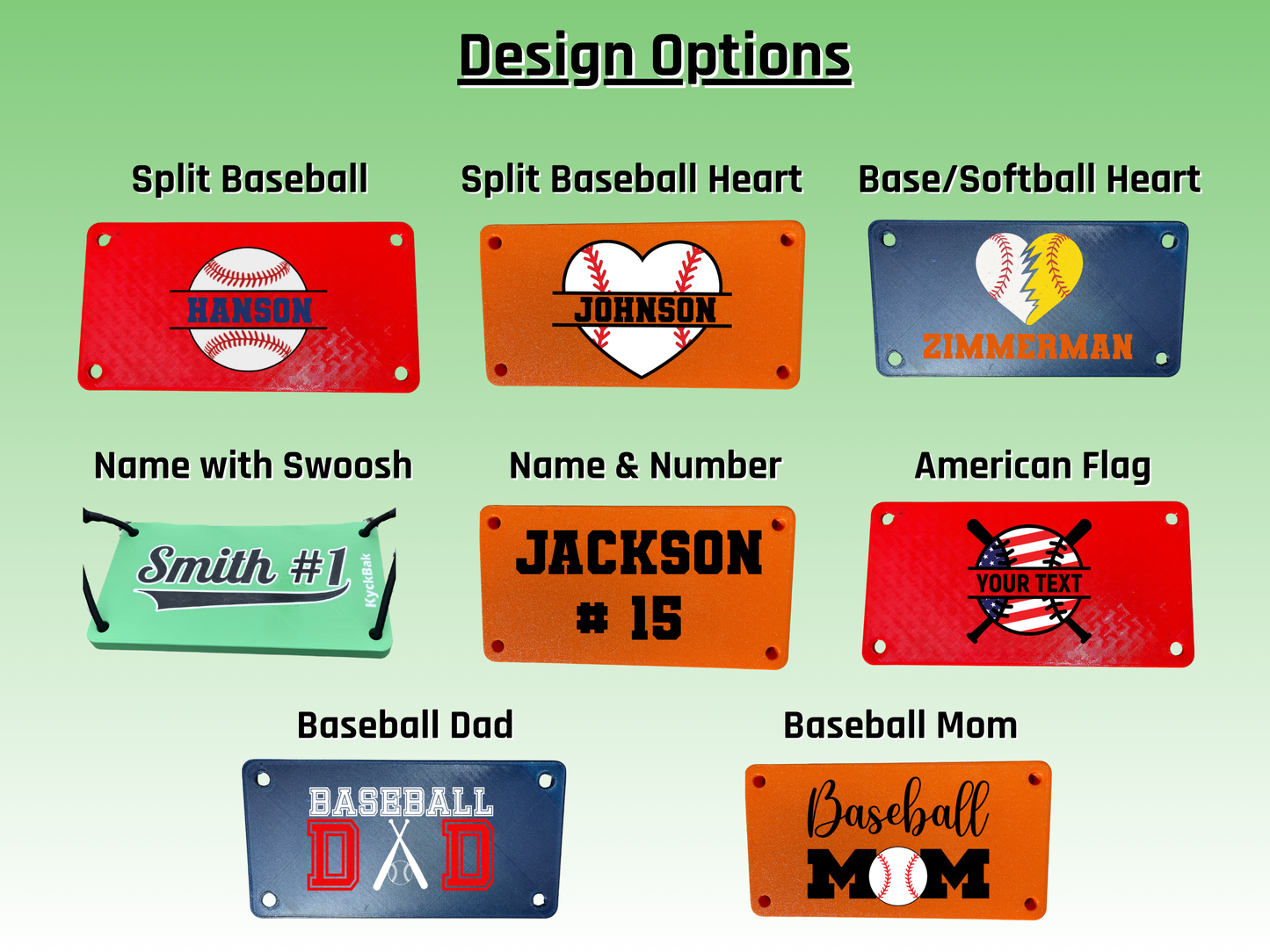 KyckBak - Baseball Designs - Customizable Fence Foot Rest