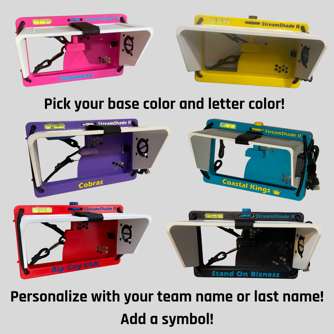 StreamShade II - Phone Fence Mount with Shade w/External Battery Cradle, Cooling Fan used with Chain Link Fence or Netting