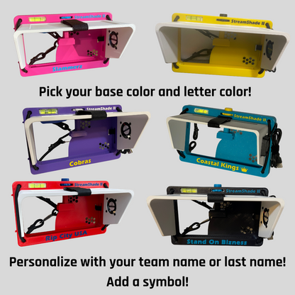 StreamShade II - Phone Fence Mount with Shade w/External Battery Cradle, Cooling Fan used with Chain Link Fence or Netting