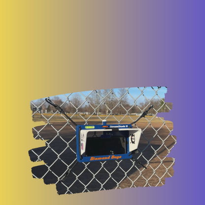StreamShade - Phone Fence Mount with Shade w/External Battery Cradle, Cooling Fan used with Chain Link Fence or Netting